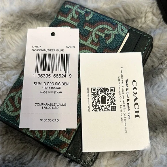 Coach Magnetic Card Case With Monogram Print - Green - Picture 4 of 4